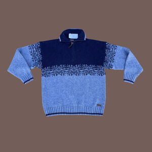 Patrol Fair Isle Wool Sweater | Navy Blue | Size L | Vintage Y2K